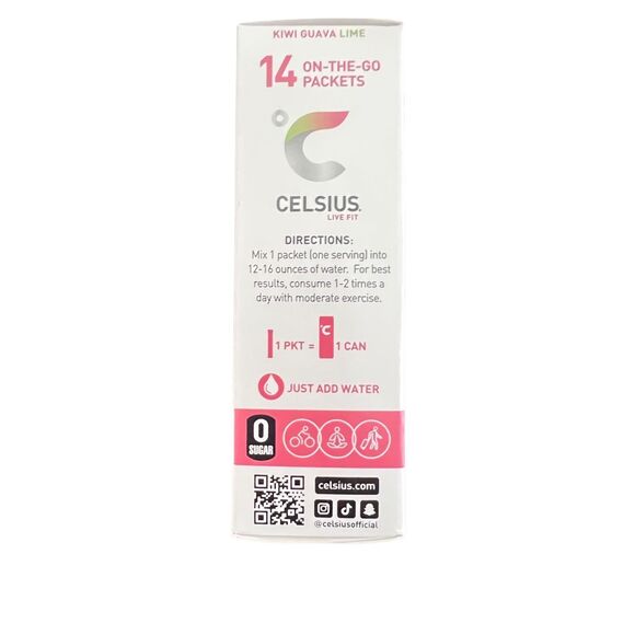 CELSIUS On The Go Energy Drink Mix, Kiwi, Guava, lime(14 Stick Pack) - Picture 4 of 10